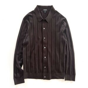Todd Snyder Men's Dark Brown Ribbed Button-Up Cardigan